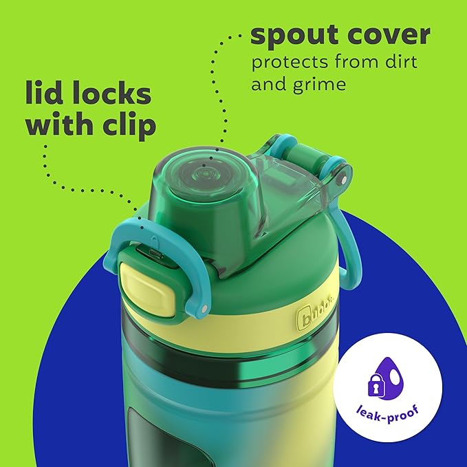 Bubba Kids Flo Silicone Sleeve and Wide Mouth, 16oz, 2-Pack Water Bottle, Medium, Fresh Fern Tie Dye; Fresh Fern