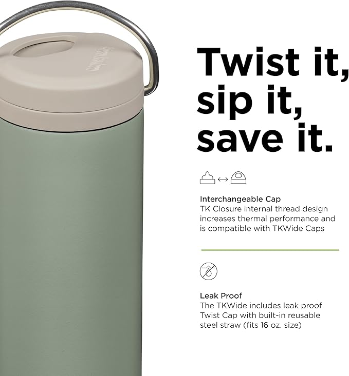 KLEAN KANTEEN Wide Twist Cap Bottle 16oz, 1 EA