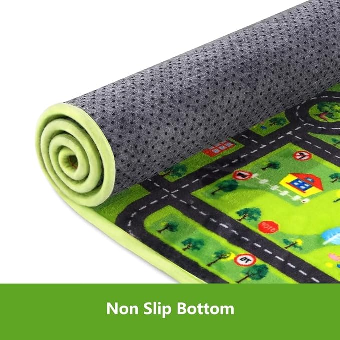 Kids Carpet Playmat Rug 5x7 Ft City Life Game Play Area Rug Kids Baby Childern Educational Road Traffic Play Mat Super Soft Non Slip Car City Map for Toddler Nursery Playroom Classroom, Grey