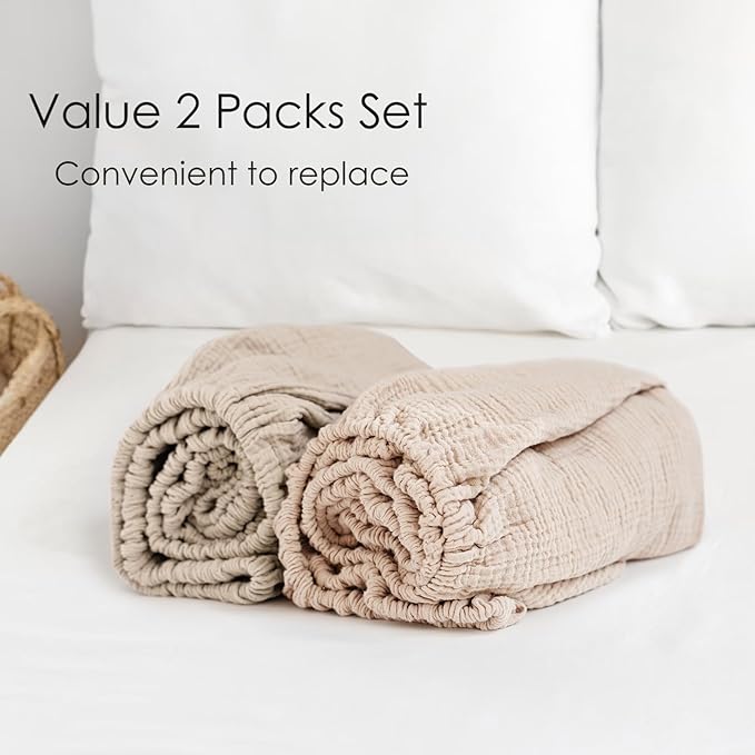 Muslin Crib Sheets for Baby Girls and Boys, Neutral Fitted Baby Bed Sheets for Standard Crib & Toddler Mattress - Soft and Breathable - 52"x28" (Ash & Ivory)