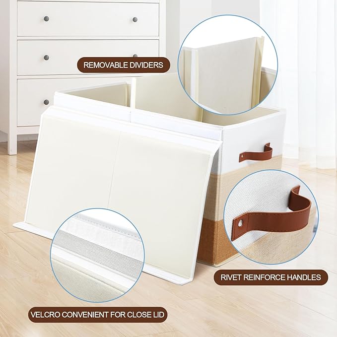 Large Toy Box Chest with Divider, Sturdy Toy Storage Organizer Bin Baskets with Lid for Kids, Boys, Girls, Nursery, Living Room, Bedroom, Playroom, Closet, 25"x13" x16"(Gradient Yellow)