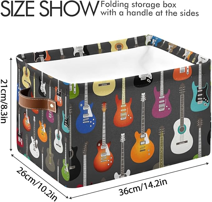 Modern Guitar Storage Basket Music Storage Box Bin Large Laundry Organizer Basket for Bathroom Nursery Kitchen Clothes Toys Newspaper 1PC