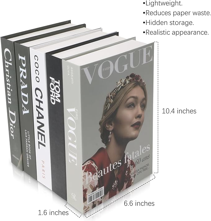 Fake Books for Decoration, Decorative Books for Home Decor, Bookshelf Coffee Table Designer Decor Set Aesthetic, Faux Books for Console Living Room TV Stand Entry Luxury Fireplace End Table 5Pcs