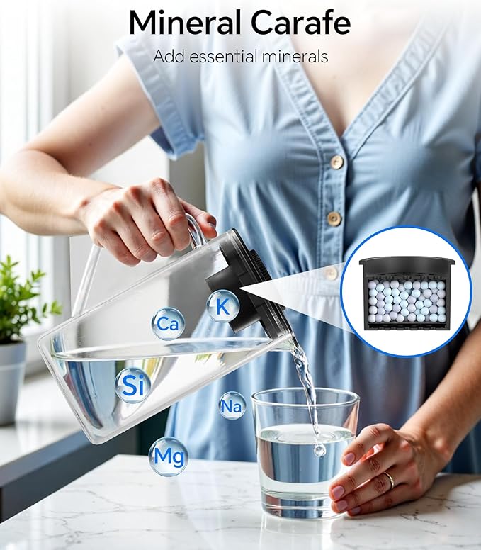 Stokk T1 Lite UV Reverse Osmosis Water Filter Countertop, Reverse Osmosis System with Carafe Alkaline Boost, 6-Stage RO Water Filtration System, NSF/ANSI 58&372, Reduce TDS PFAS Water Purifier (White)