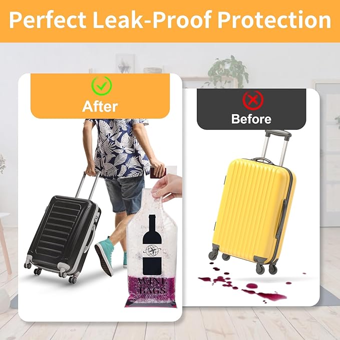 Wine Bags for Travel, 3 Set Reusable Wine Bottle Travel Protector Bags, Double Layer Leak Proof Wine Travel Bags for Wine Bottles Airplane Car Cruise Safety Impact Resist, Wine Sleeves for Suitcase