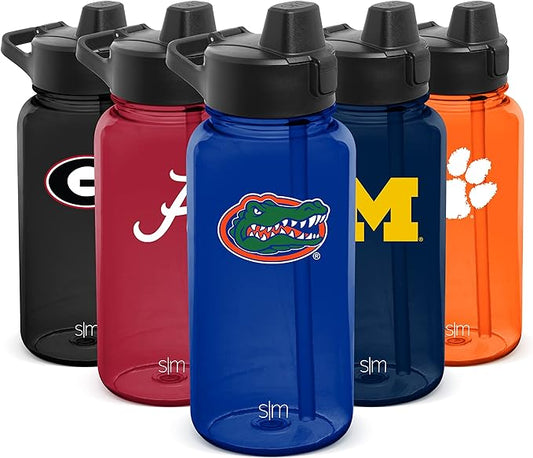 Simple Modern Officially Licensed Collegiate University Tritan Plastic BPA-Free Water Bottle with Push-Button Silicone Straw Lid | Summit Collection | 32oz
