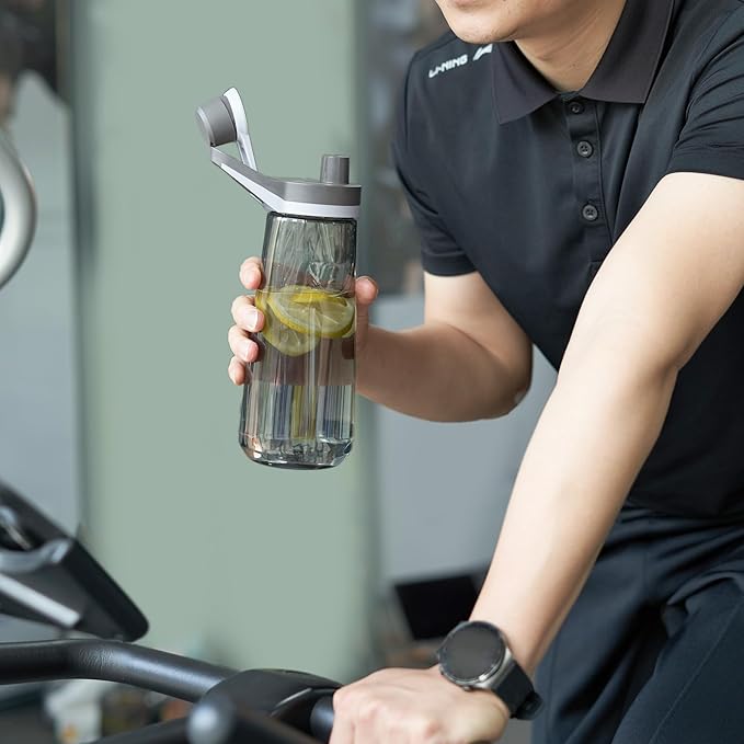 Kerilyn 32oz Water Bottle, Wide Mouth Plastic Water Bottles Chug Lid Sports Water Bottle, Reusable Water Bottle With Handle, Leak-Proof Clear Water Bottle for Travel, Fitness, Men, Women, Black