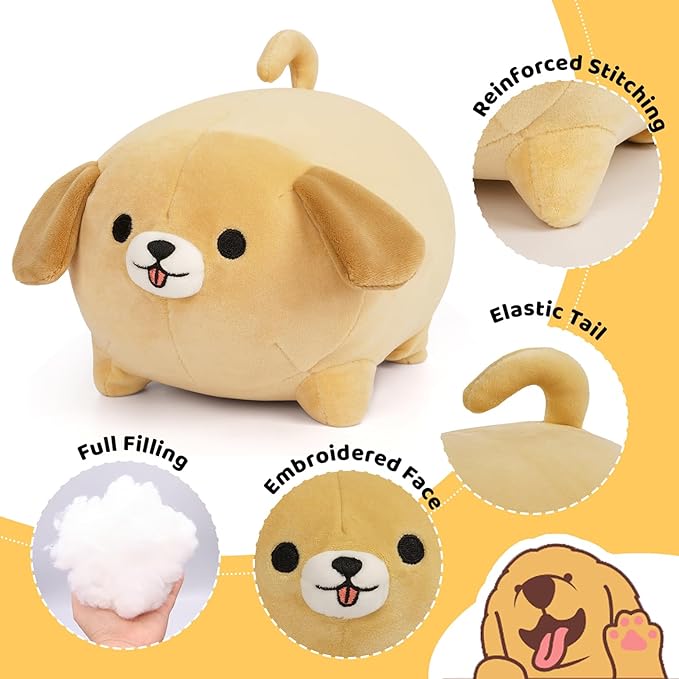 Dog Plush Pillow,8inch Puppy Stuffed Animal Toy,Cute Soft Dog Plushie Hugging Pillow Valentine Christmas Birthday Gifts for Kids Girlfriend Boyfriend