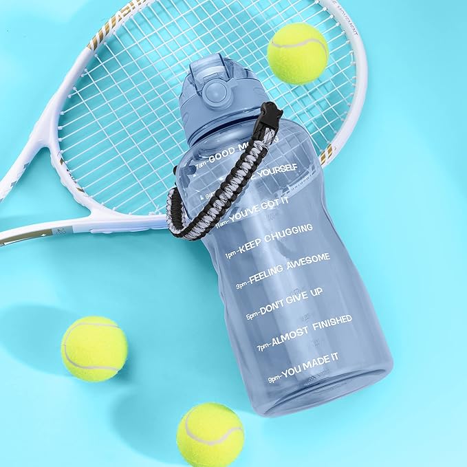 Water Bottles 1 / Half Gallon with Time Marker and Straw, Large Fitness Sports Motivational Bottle, Wide Mouth Leakproof and BPA Free for Travel, Gym,office,school