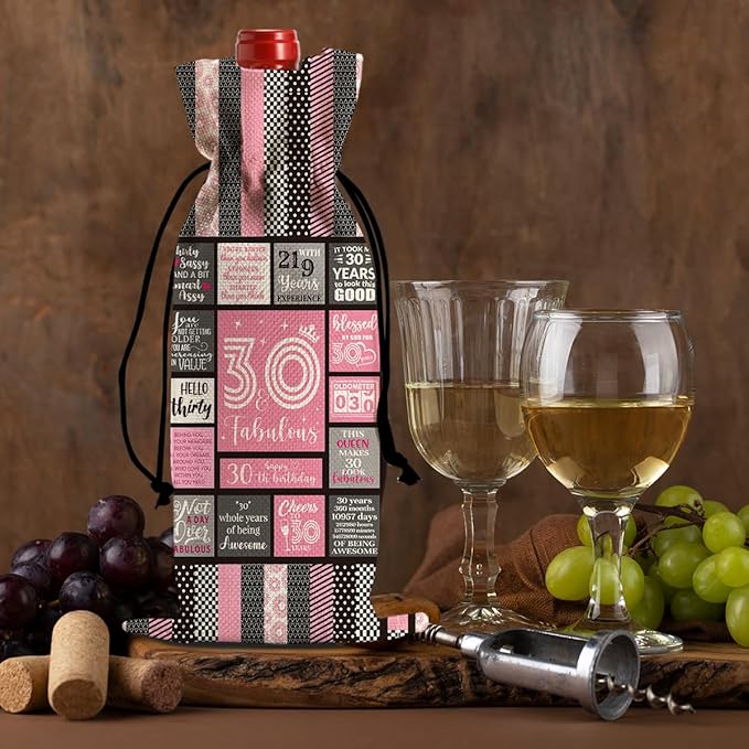 Funny 30 Year Old Birthday Gifts for Women Wine Bag, Happy Anniversary 30th Birthday Party Decorations for Him Her Wine Bags, 30th Birthday Gifts for Her Men Women Wine Bottle Bag