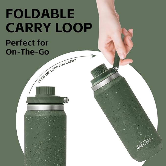 Greylock 20 oz Insulated Stainless Steel Water Bottle with Straw Lid- BPA-Free Leak Proof When Closed, Reusable Metal Water Bottle with Carry Handle for Travel Camping, 24 Hours Cold (Froestflicker)
