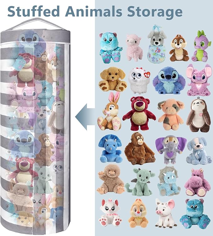 Stuffed Animal Storage Bean Bag Cover for Kids, Bean Bag Stuffed Animal Storage for Boys and Girls - Organize, Sit, Play, Box Help Promote Comfort - X-Large, Cylinder, Premium Cotton Canvas