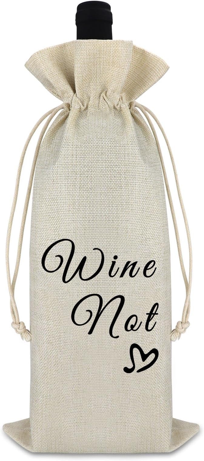 Appreciation Gift for Women Men Valentine Gift for Wife Husband Wine Gift Bags Friendship Birthday Christmas Gift for Friends Sister Anniversary Graduation Gift Reusable Burlap Wine Wrap Bags