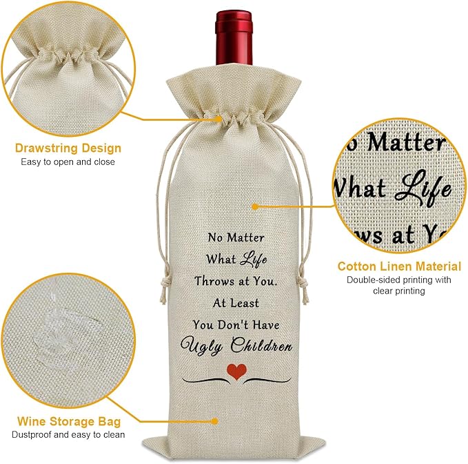 Sazuwu Funny Gifts for Parents from Adult Children Wine Bag Father's Day Gifts for Dad from Son Mother's Day Gifts for Mom from Kids Wine Accessories Gifts for Wine Lovers Birthday Christmas Gifts