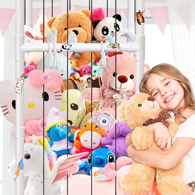 Plush Stuffed Animal Storage Holder, Large Capacity Zoo Storage Cage Organizer, Animal Holder Organizer with Bottom Net for Nursery Play Room Bedroom Decoration