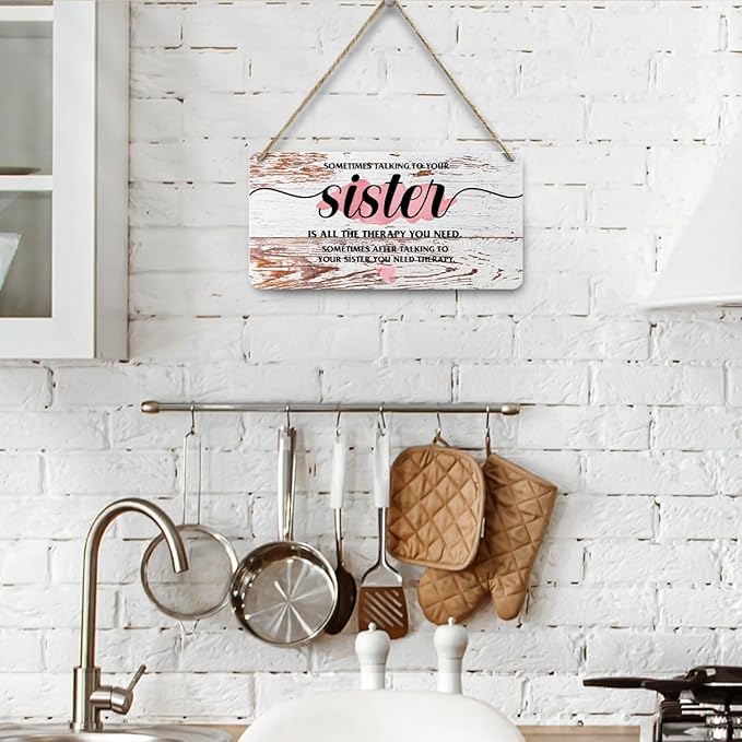 Gifts for Sister Funny Wooden Sign for Home Therapy Wall Art Rustic Wall Hanging Plaque Sign for Counseling Therapy Office Bedroom Home Pub Club Cafe Cottage Garage Front Door Entryway Hallway
