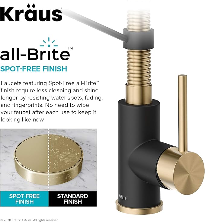Kraus KPF-1610SFACBMB Bolden 18-Inch Single Handle Commercial Style Pull-Down Kitchen Faucet with Dual Function Sprayer, Spot Free Antique Champagne Bronze/Matte Black