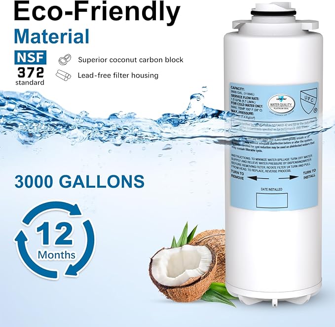 Filter Replacement for Elkay 51300C WaterSentry EWF3000 (9" No Chip - 2 Pack)