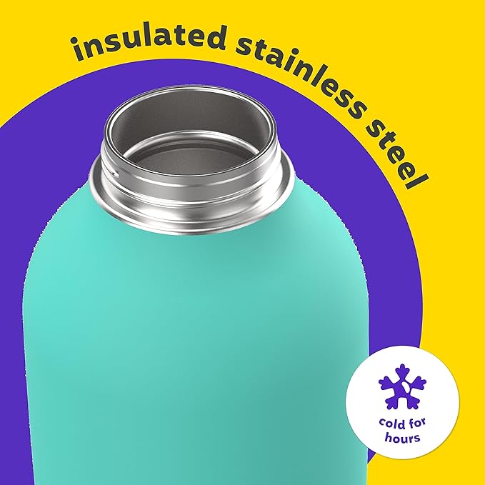 Bubba Radiant Stainless Steel Simple-Lid Rubberized Water Bottle, Island Teal, 64oz.