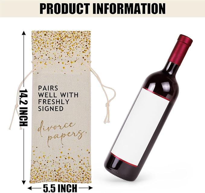 Divorce Gifts Divorce Party Decorations New Beginnings Gifts Wine Bag for Women Men Friend Coworker Bestie Her Him Congratulations Bachelorette Party Wine Bags