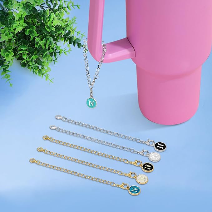 6PCS Letter Charm Accessories for Stanley Cup, Name ID Letter Handle Charm for Stanley Handle Identification Letter Pendant Handle Decoration for Stanley Tumbler Charms (Letter N)