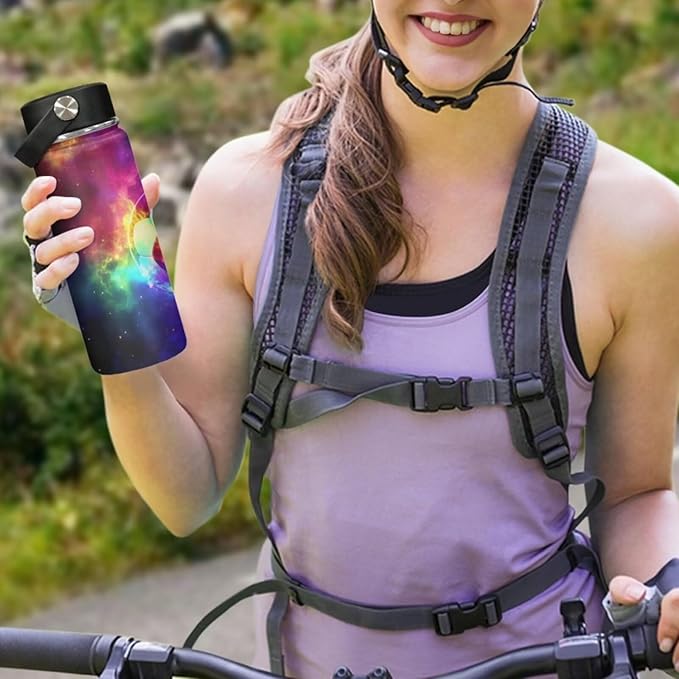 Galaxy Soccer Insulated Water Bottle Stainless Steel Leak Proof Vacuum Easy to Clean Lightweight Keeps Cold and Hot Great for Travel Hiking Biking Running,20 Oz