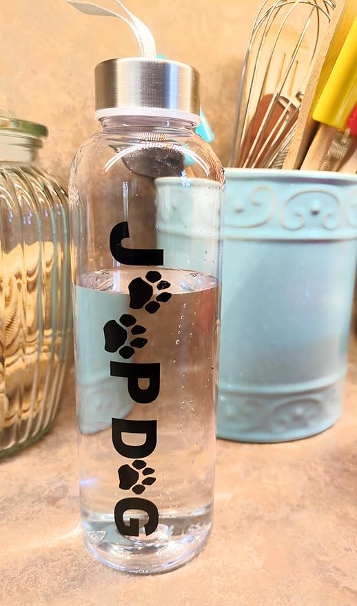 JeepDog Reusable 500 ml (16.9 oz) Clear Plastic Water Bottle by Townsend Products. Great Gift For Fun Loving JEEP or Dog Lovin' People and Dogs! Perfect for Camping, Hiking & Dog Walks.