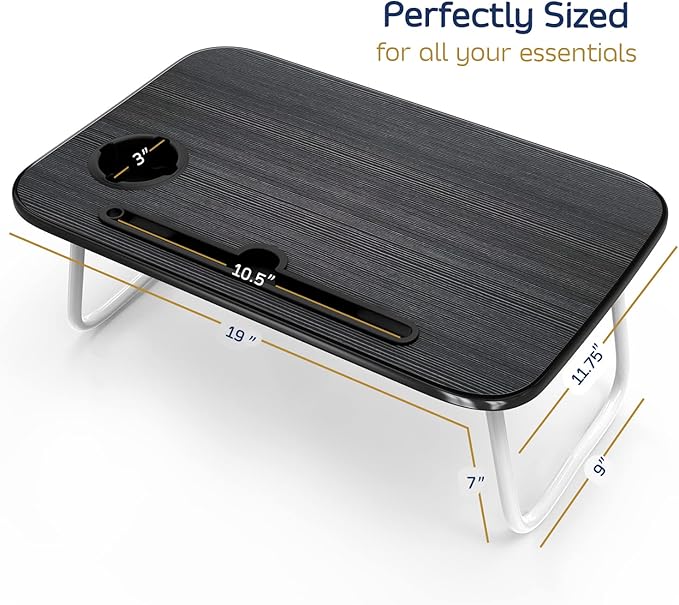 Nestl Reading Pillow with Portable Lap Desk Stand for Laptop 19x11”, Cut Plush Striped Back Pillow, Back Support Pillow, Shredded Memory Foam Bed Rest Pillow with Arms for Kids & Teens, Small - Misty