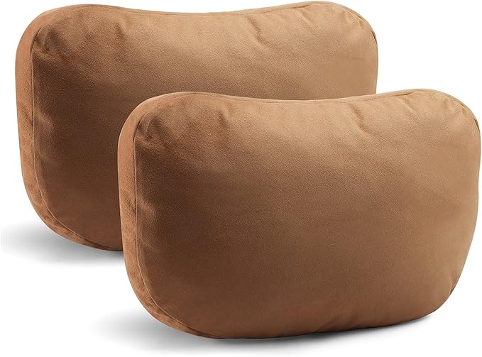 2Pcs Car Neck Pillows for headrests,for Travel Interior Accessories and Suede Support Head Pillows，Balance Neck Pillow Designed to Relieve Neck Pain and Muscle Tension.(brown)