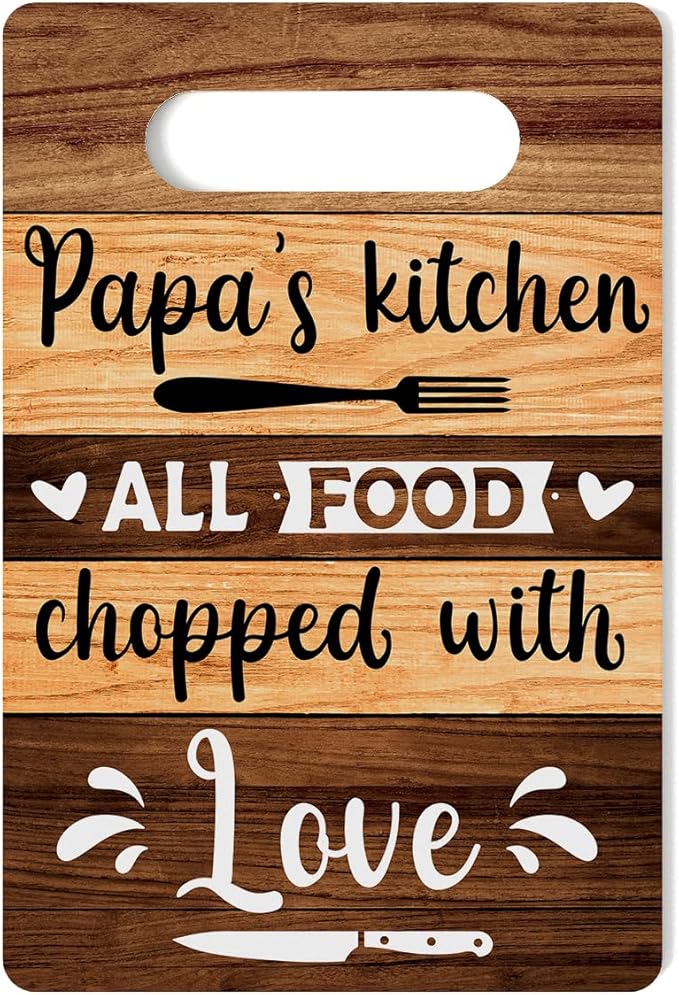Farmhouse Kitchen Decor, Kitchen Signs Wall Decor, Papa's Kitchen All Food Chopped With Love Wood Sign, Papa Gifts, Fathers Day Thank You Gifts for Papa 8 x 12 Inch