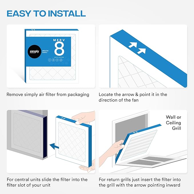 Simply 20x23x1 Air Filter, Merv 8, MPR 600, 6 Pack, For Home AC Furnace & HVAC (Actual Size: 19.75"x22.75"x0.75") DUST, Pet, & Allergy Control