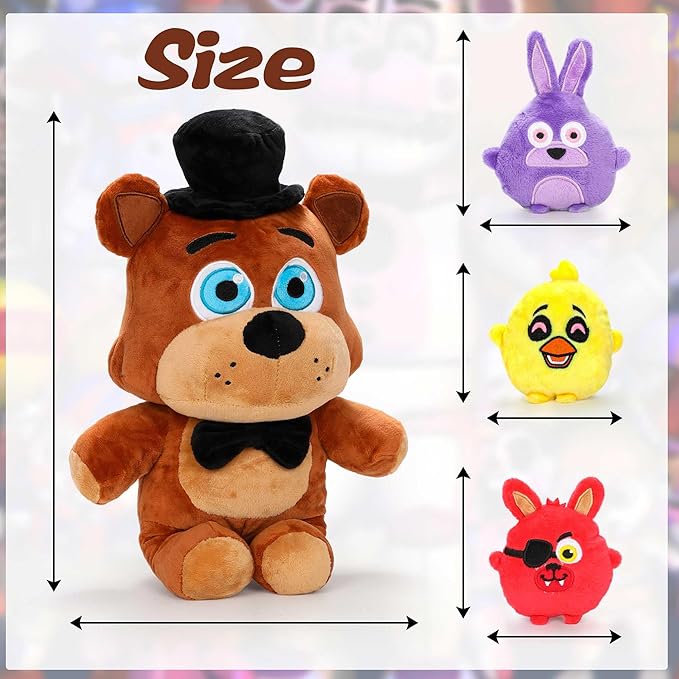 Freddy Plush - Five Nights Freddy Plush One Mommy with 3 Baby Plush Toys Cartoon Stuffed Animal Plush Pillow Room Decorat Gift for Fans Collection Boys Girls