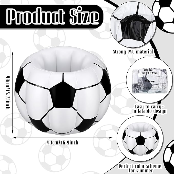 Soccer Party Decorations Inflatable Cooler Soccer Drink Cooler Reusable Floating Party Cooler Blow up PVC Football Party Cooler for Sports Themed Supply Drink Beer Food for Summer Parties(3 Pcs)