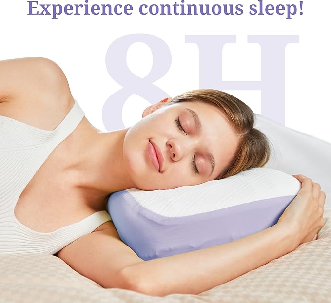 Cervical Pillow for Neck and Shoulder,Contour Memory Foam Pillow,Ergonomic Neck Support Pillow for Side Back Stomach Sleepers with Pillowcase [Purple]