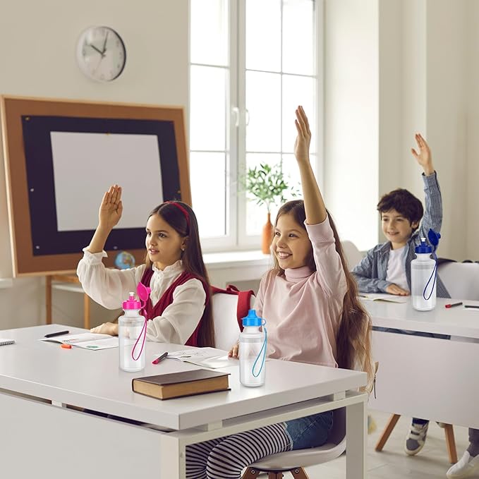 Zubebe 36 Pcs Sports Water Bottles Bulk 20 oz Squeeze Reusable Plastic Water Bottle with Nylon Strap Blank DIY Water Bottles for Kids Adults School Thanks Gift Outdoor Sport Fitness