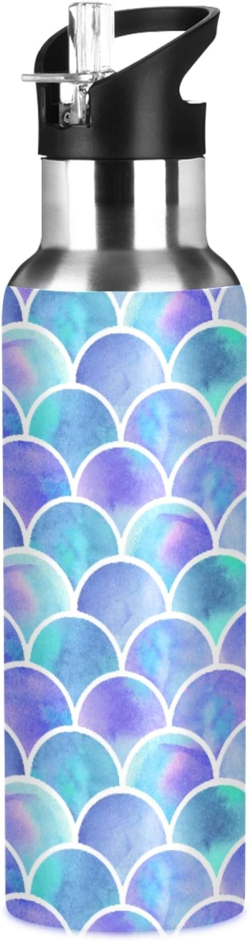 MNSRUU Insulated Water Bottle with Straw, Rainbow and Unicorns Stainless Steel Flasks for Sports Cycling Hiking School