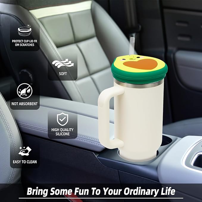 Stanley Cup 40 Oz Lid Anti-scratch Protective Case with Avocado Design, Silicone Dustproof Lid Toppers for Stanley 40 Oz Tumbler, Stanley Cup Cute Accessories Decorations