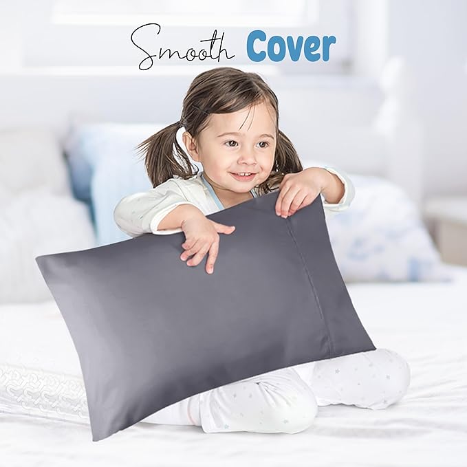 Utopia Bedding Toddler Pillow Cases - 2 Pack - Envelope Closure - Soft Brushed Microfiber Fabric - Shrinkage and Fade Resistant Pillow Covers 14 X 20 Inches (Toddler, Grey)