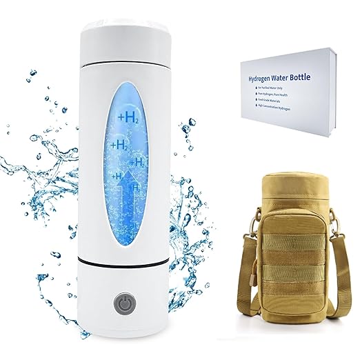 Hydrogen Water Bottle with Indicator Light, Real 4000ppb, SPE/PEM Technology, Equipped with Advanced Dirt Prevention Mode, Portable Hydrogen Water Generator with Food-Grade Material (Khaki Bag)