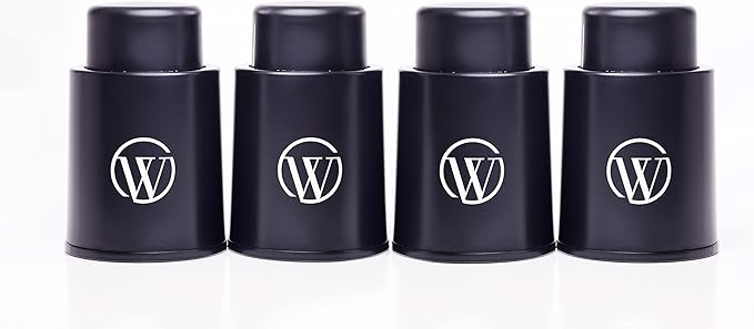 Wine Stoppers for Wine Bottles (4-Pack) - Vacuum Wine Preserver Set - Wine Saver and Sealer for Bottles - Reusable Wine Corks for Glass Bottles - Wine Accessories and Gifts to Keep Wine Fresh