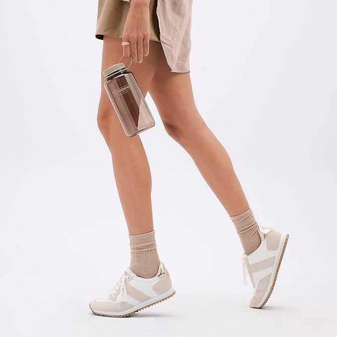 Nalgene Monochrome BPA-Free Recycled Reusable Water Bottle for Backpacking, Hiking, Gym - 32 oz Shatterproof - Mocha