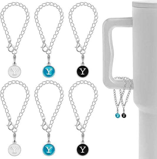 Letter Accessories for Stanley Cup,6PCS Initial Name ID Personalized Handle Personalized Handle Decor Set DIY Identification Handle Letter for Stanley Tumble (Y/White/Black/Blue)