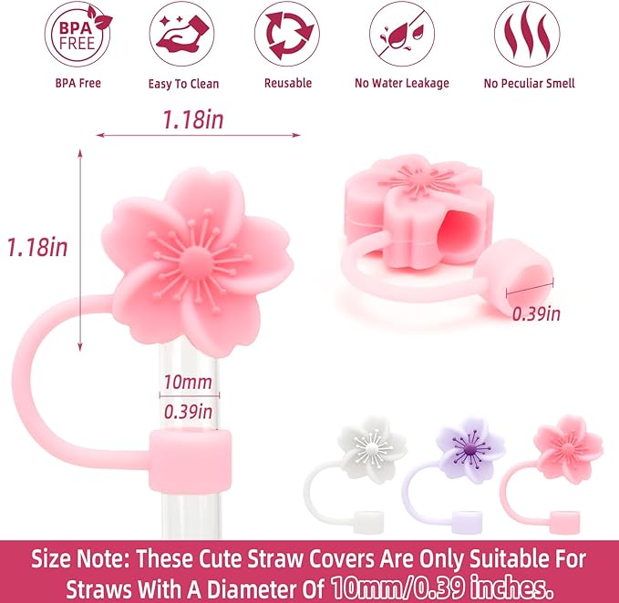 Stanley Cup Accessories Set Including 1 Pcs Water Bottle Handle Strap, 1 Pcs Siliocne Straw Cover, 1 Pcs Siliocne Stanley Cup Boot, 3 Pcs Stanley Charms for Stanley Cup 40oz & 30oz Tumbler - Pink