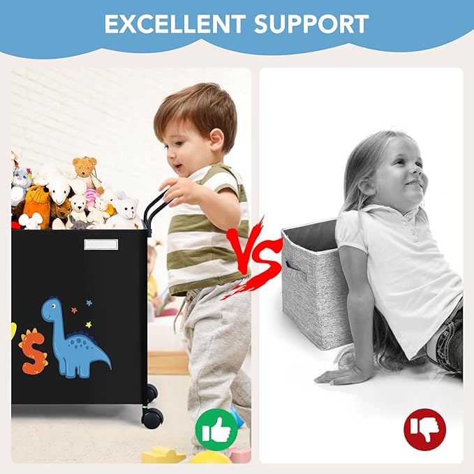 Toy Box Toy Storage - 72L Kids Toy Organizer with Wheels Toy Chest Bins with Lids, Toy Boxes for Girls Boys,Toddlers, Stuffed Animals, Living Room （Black）