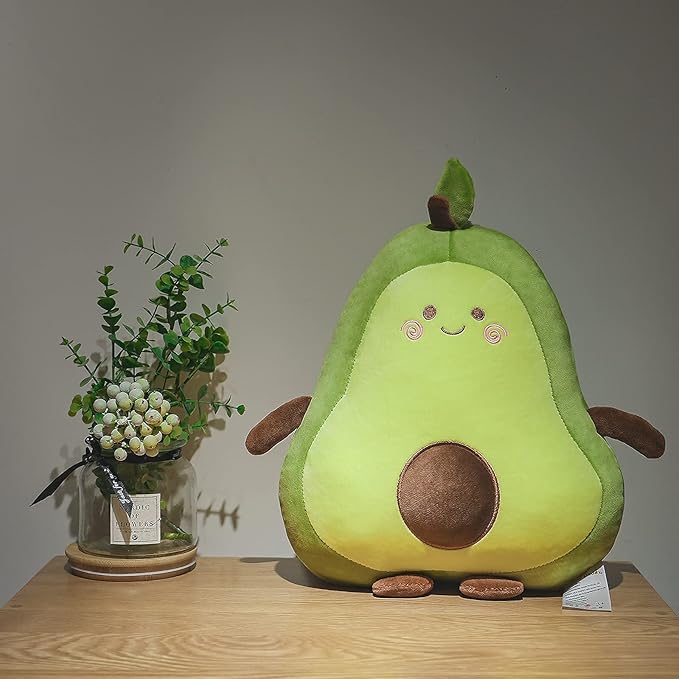 Niuniu Daddy 17.3" Avocado Stuffed Animal Pillow Large Squishy Plush Toys Soft Kawaii Food Shaped Baby Stuff Cuddle Toy Adorable Fruit Hugging Pillow for Kids