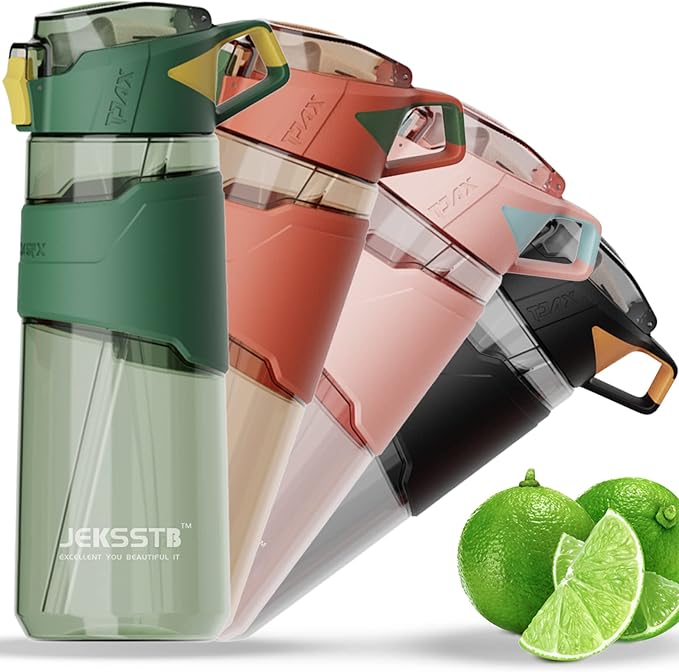 Sports Bottle - 22oz, Water Bottle with Straw, Leak Proof Flip Top Simple Modern Water Bottle, BPA Free Tritan Plastic Water Bottle. Suitable for Gym, Outdoor Travel Sports Enthusiast (Green)