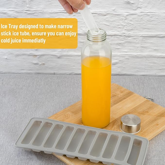 Glass Juice Bottles with Lids for Juicing 18 oz, Reusable Clear Glass Water Bottles with Stainless Steel Airtight Cap for Refrigerator, 100% Leak Proof, BPA Free, Set of 10