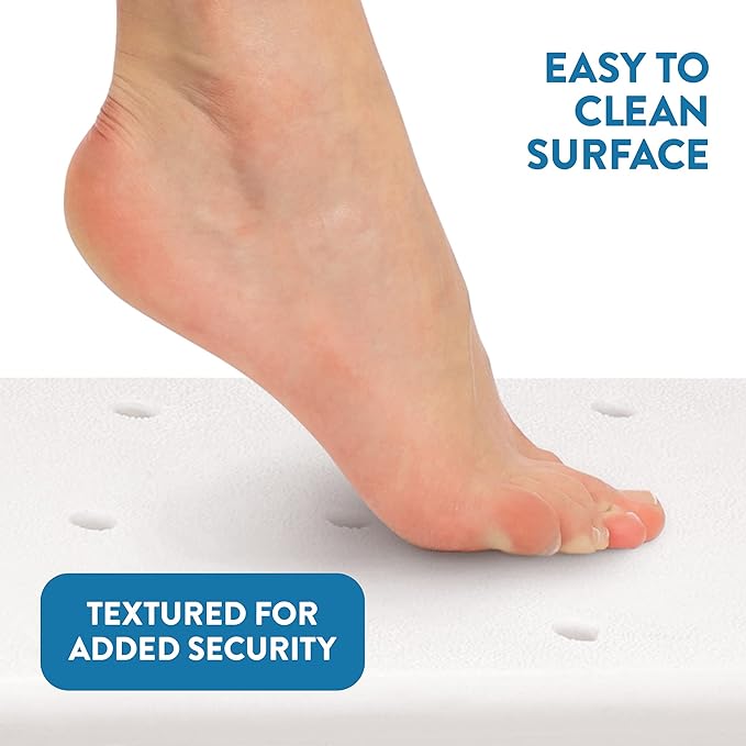 Ginsey RA+ Adjustable Non-Skid Bath Step, White, 300-lb Capacity - Step Stool, Non-Slip, Bathroom, Kitchen, Lightweight