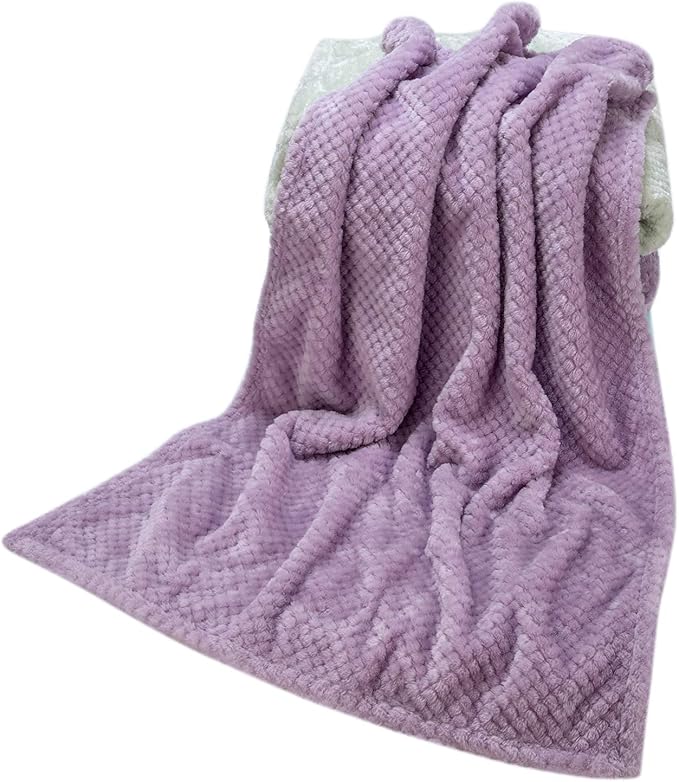 Fuzzy Blanket or Fluffy Blanket for Baby, Soft Warm Cozy Coral Fleece Toddler, Infant or Newborn Receiving Blanket for Crib, Stroller, Travel, Decorative (28Wx40L, XS-Lavender)