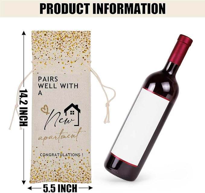 Housewarming Gifts New Home New Apartment Gifts Wine Bag First Apartment Gifts for Women Men Lady Teacher Doctor Friend Daughter Him Her Congratulations Wine Bags